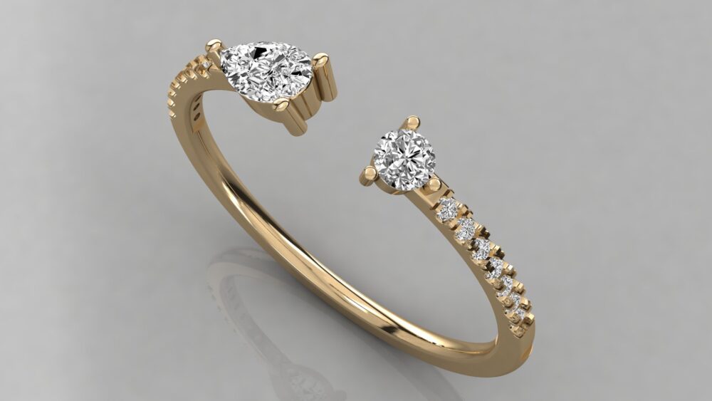 Minimal Pear Toi Et Moi Lab Grown Diamond Ring - Image 8