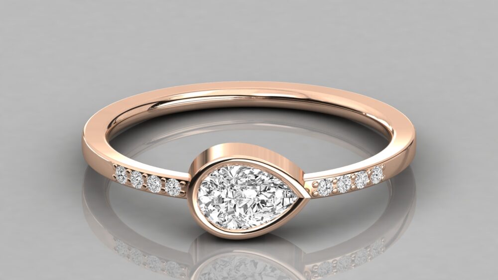 0.50 CT Pear Cut Bezel Lab Grown Diamond Ring