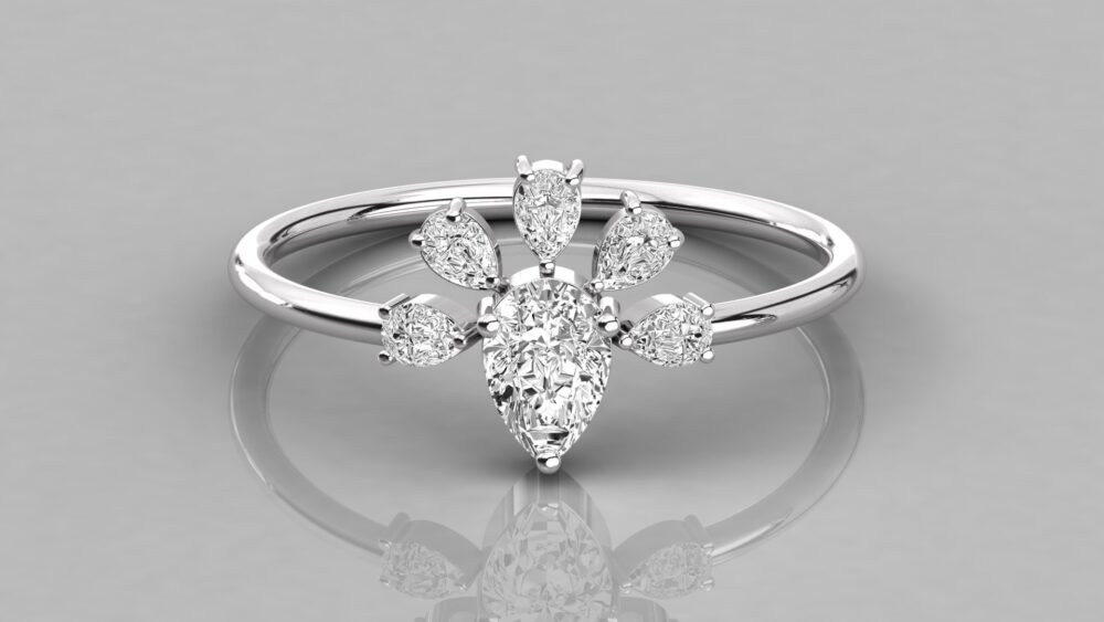 0.50 CT Pear Cut Lab Grown Diamond Engagement Ring - Image 4