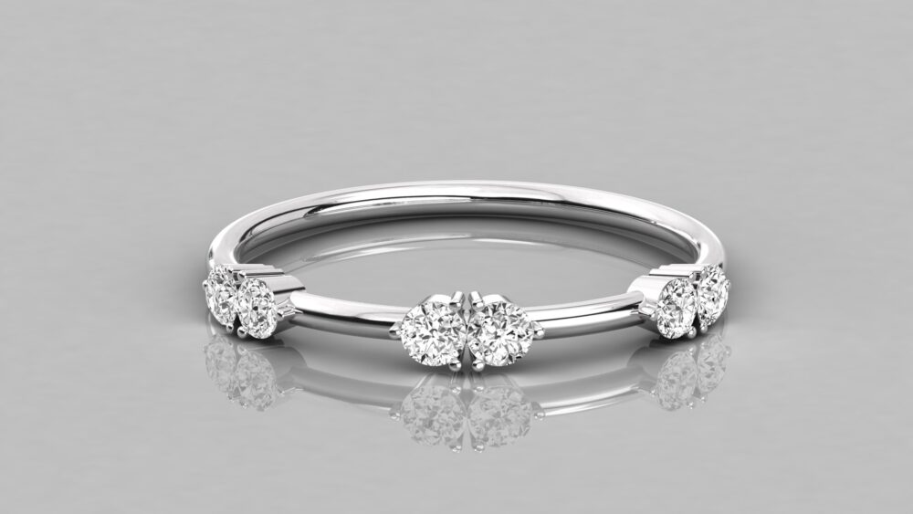 Round Floating Lab Grown Diamond Wedding Band - Image 4