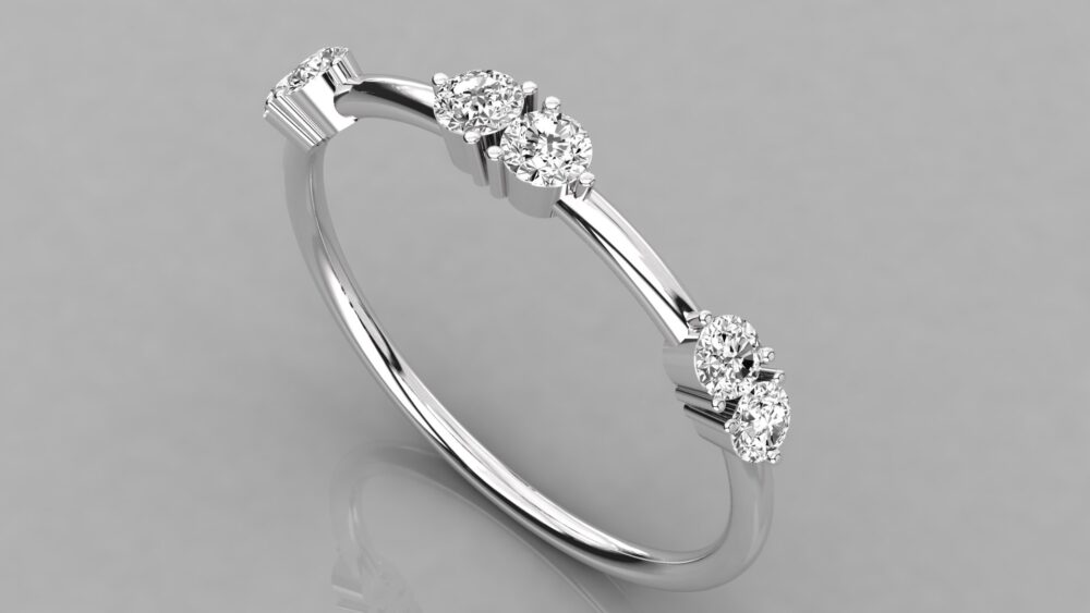 Round Floating Lab Grown Diamond Wedding Band - Image 5