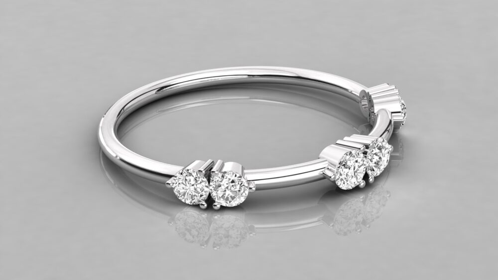 Round Floating Lab Grown Diamond Wedding Band - Image 6