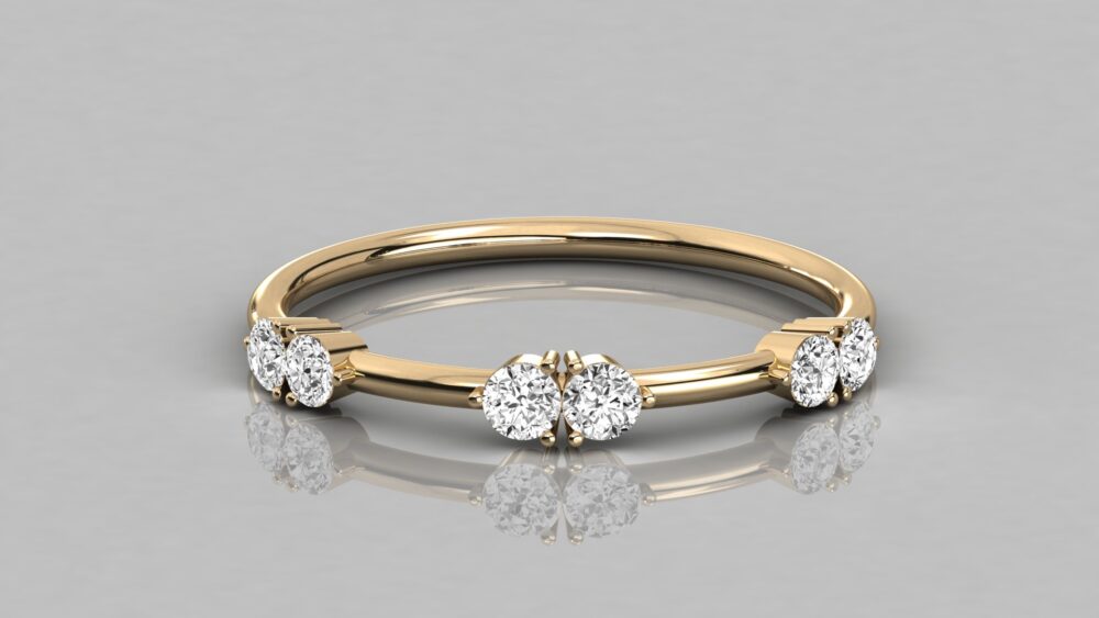Round Floating Lab Grown Diamond Wedding Band - Image 7