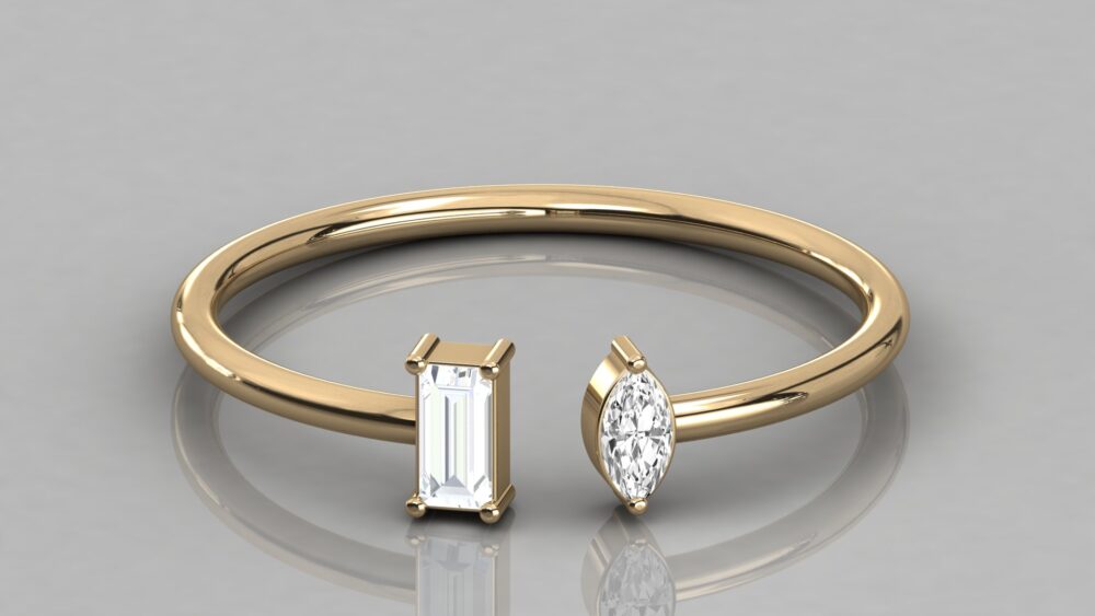 Minimal Toi Et Moi Baguette and Marquise Lab Grown Diamond Wedding Band - Image 8