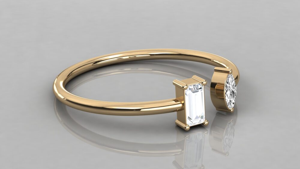 Minimal Toi Et Moi Baguette and Marquise Lab Grown Diamond Wedding Band - Image 9