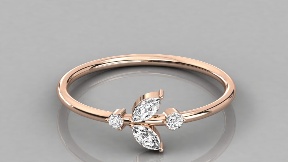 Marquise and Round Lab Grown Diamond Wedding Band
