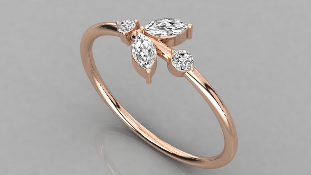 Marquise and Round Lab Grown Diamond Wedding Band - Image 2