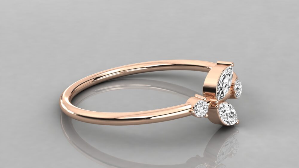 Marquise and Round Lab Grown Diamond Wedding Band - Image 3
