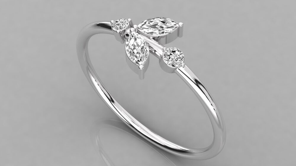Marquise and Round Lab Grown Diamond Wedding Band - Image 5