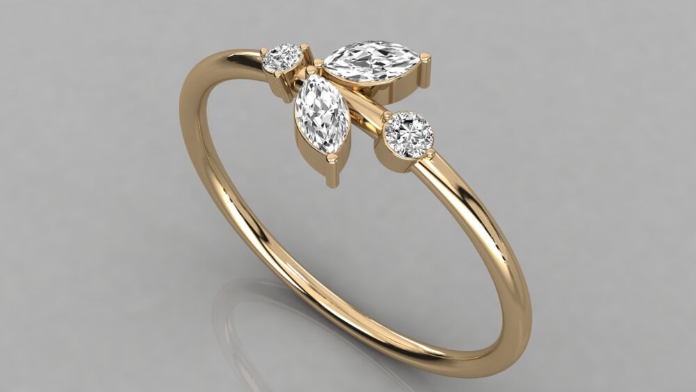 Marquise and Round Lab Grown Diamond Wedding Band - Image 8
