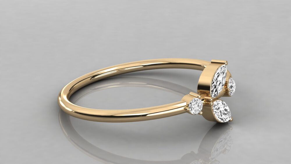 Marquise and Round Lab Grown Diamond Wedding Band - Image 9