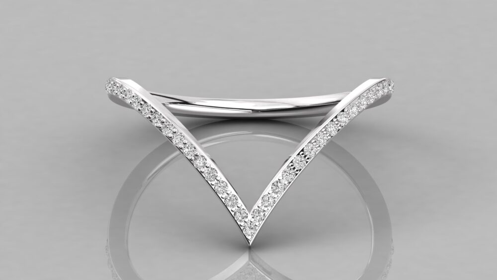 V Shaped Round Lab Grown Diamond Ring