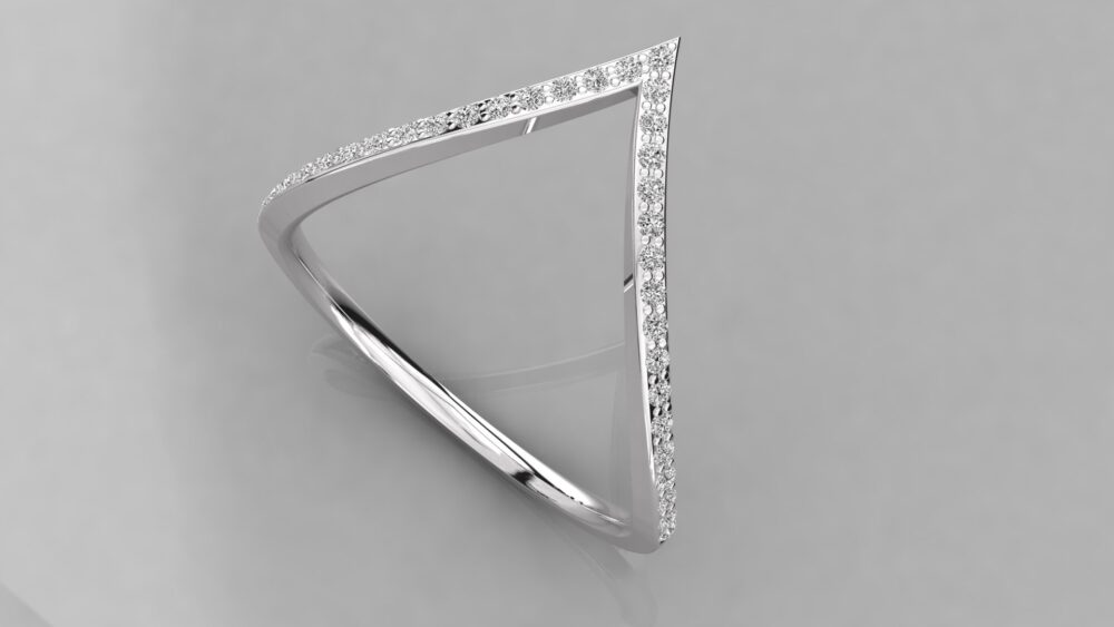 V Shaped Round Lab Grown Diamond Ring - Image 2