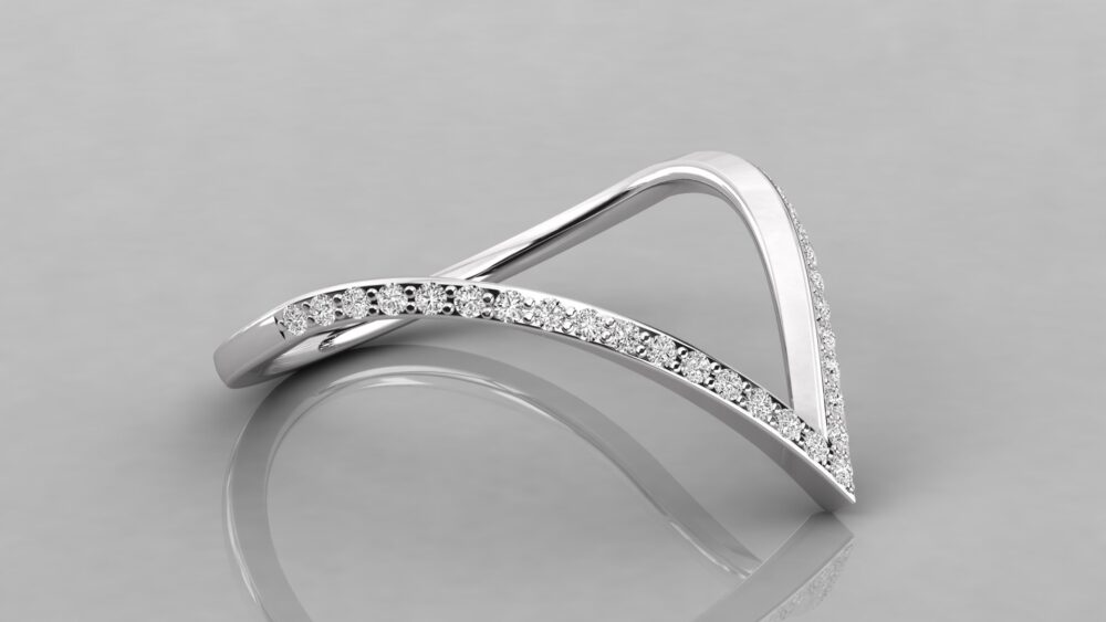 V Shaped Round Lab Grown Diamond Ring - Image 3