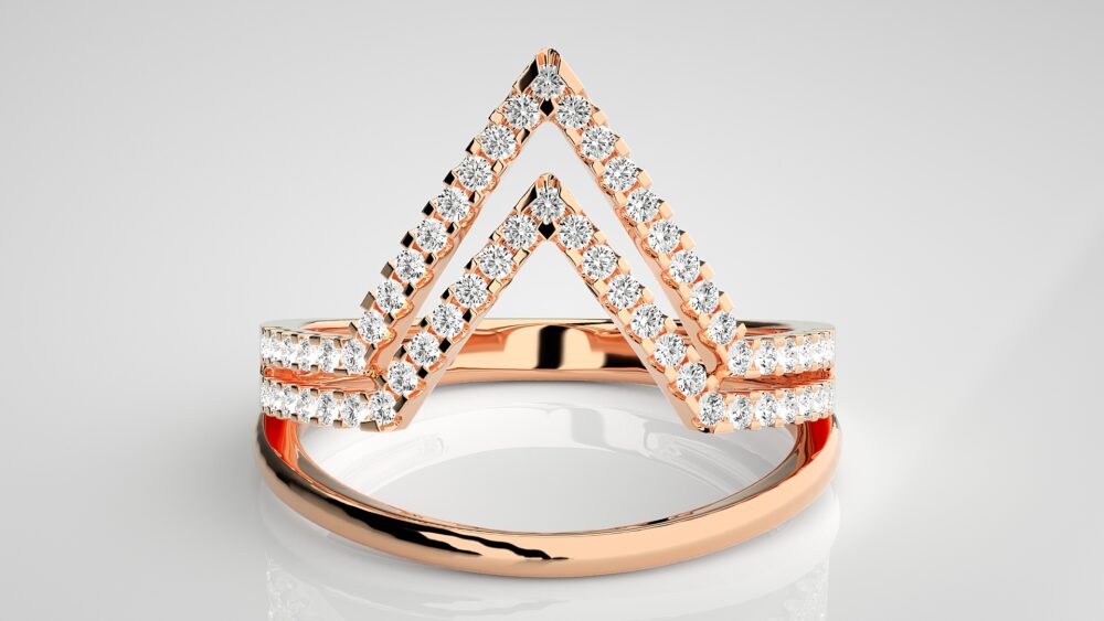 Double V Shaped Round Lab Grown Diamond Ring - Image 7