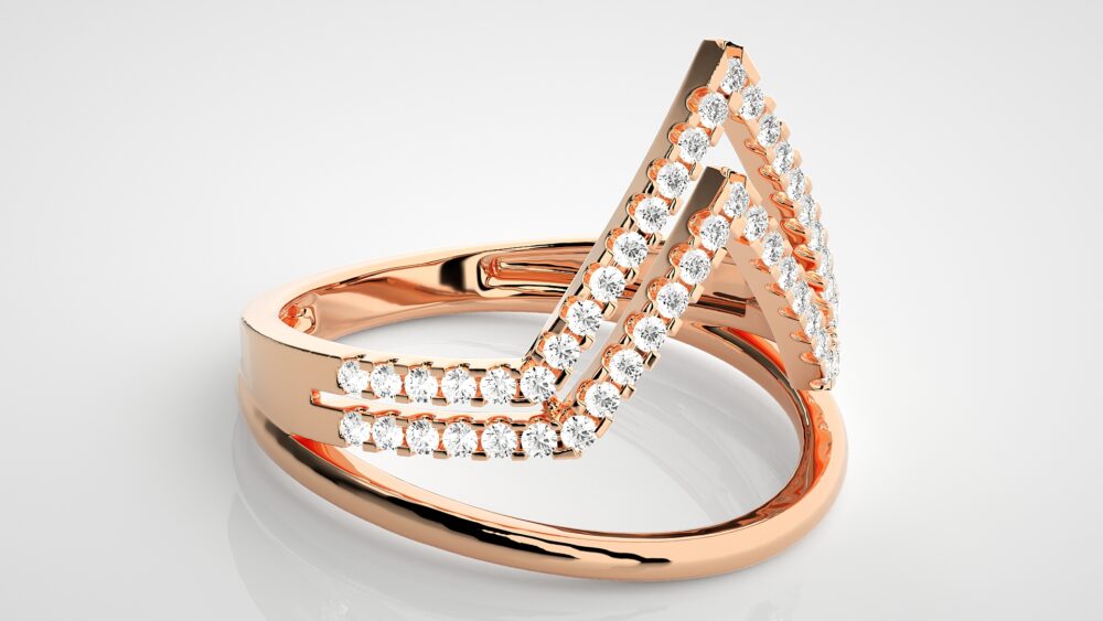 Double V Shaped Round Lab Grown Diamond Ring - Image 8