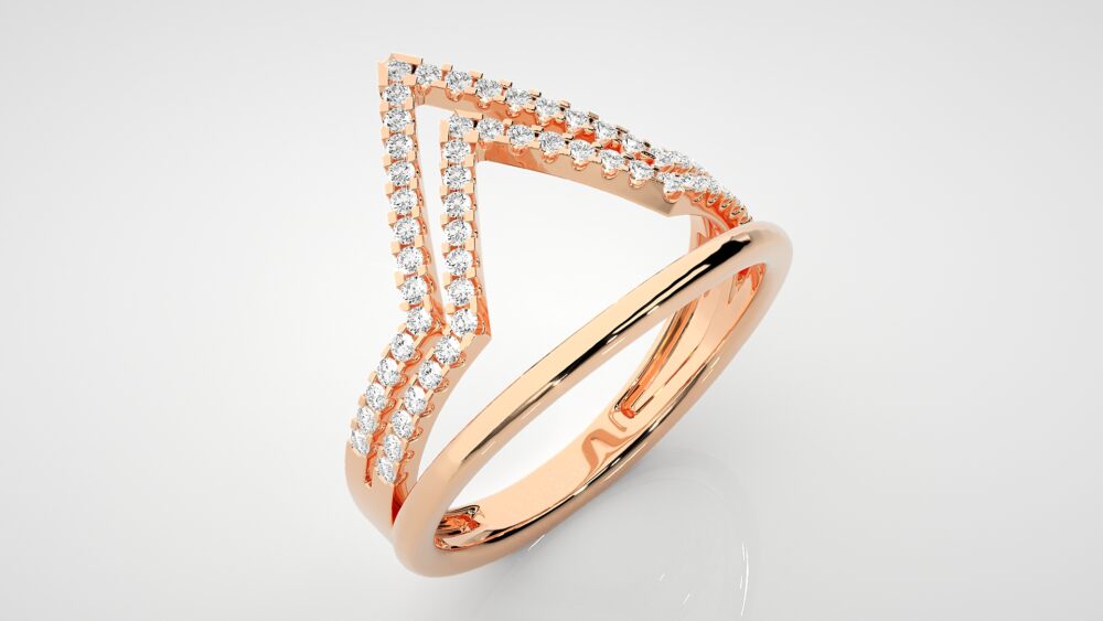 Double V Shaped Round Lab Grown Diamond Ring - Image 9