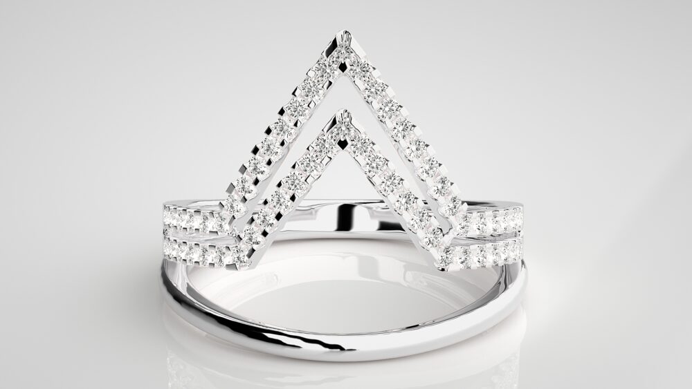 Double V Shaped Round Lab Grown Diamond Ring