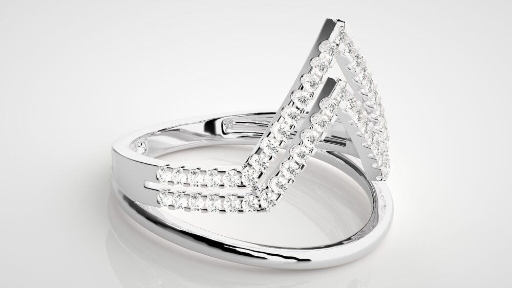 Double V Shaped Round Lab Grown Diamond Ring - Image 2