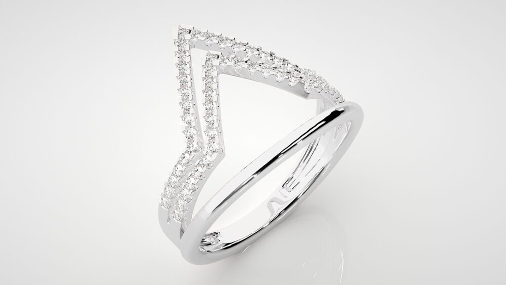 Double V Shaped Round Lab Grown Diamond Ring - Image 3