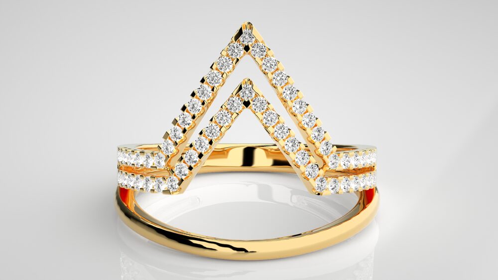 Double V Shaped Round Lab Grown Diamond Ring - Image 4
