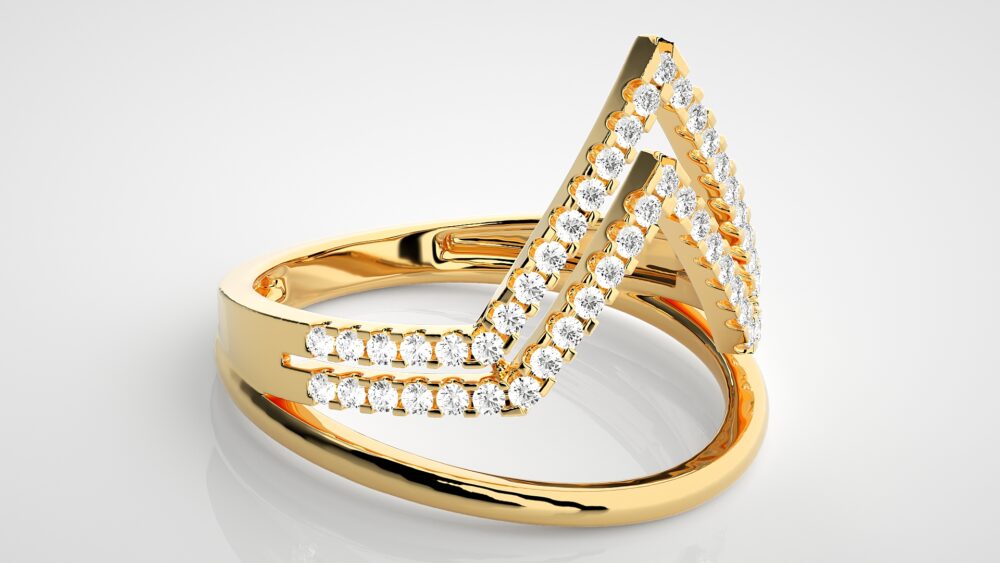 Double V Shaped Round Lab Grown Diamond Ring - Image 5