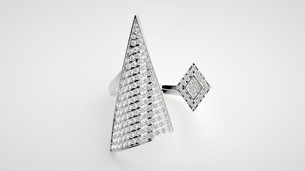 Triangle Round Lab Grown Diamond Ring - Image 4