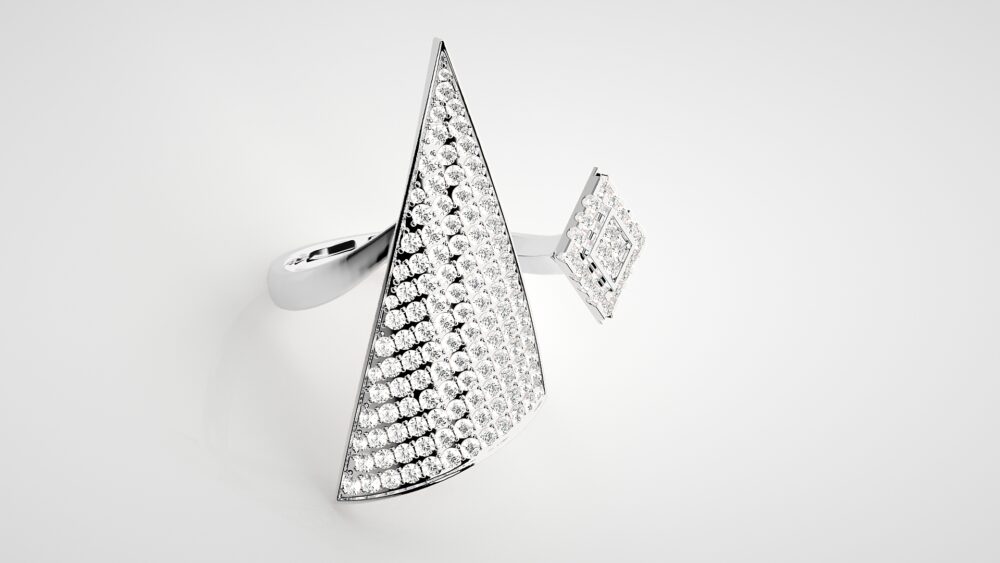 Triangle Round Lab Grown Diamond Ring - Image 3