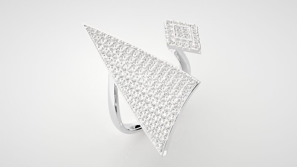 Triangle Round Lab Grown Diamond Ring