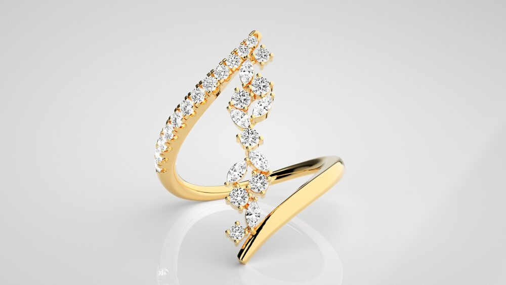 Marquise and Round Lab Grown Diamond Engagement Ring