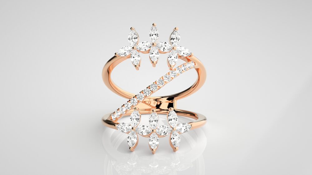 Marquise and Round Lab Grown Diamond Promise Ring - Image 4