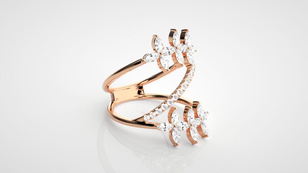 Marquise and Round Lab Grown Diamond Promise Ring - Image 5