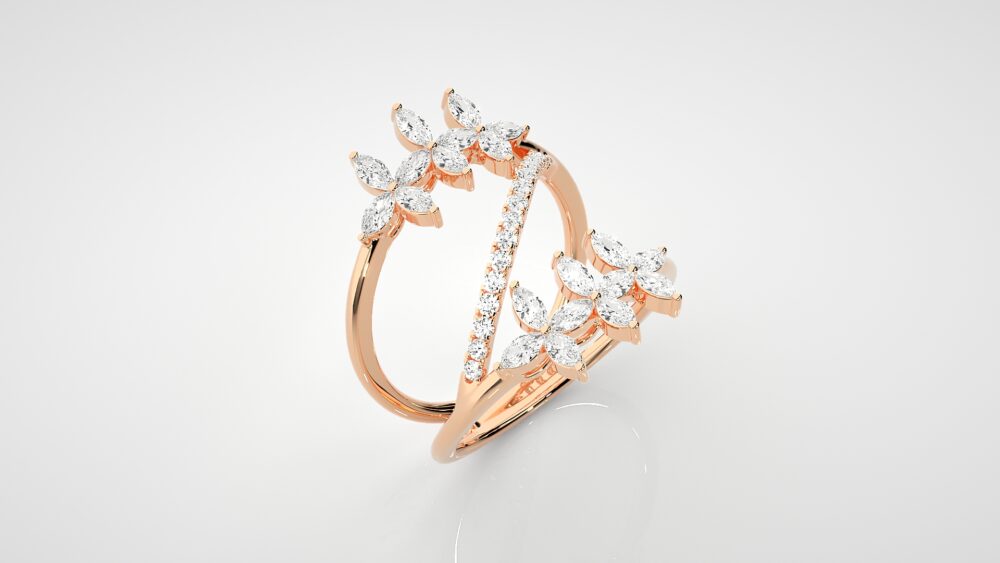 Marquise and Round Lab Grown Diamond Promise Ring - Image 6
