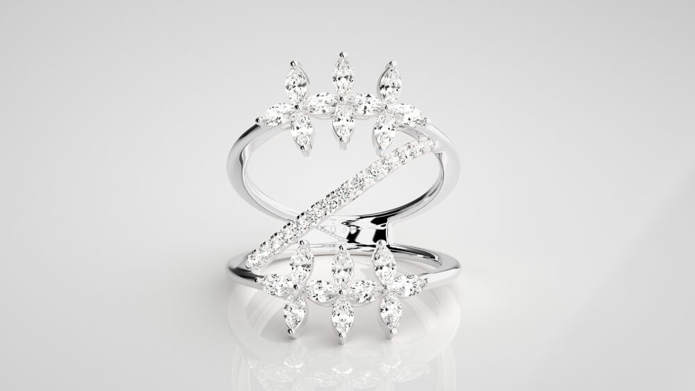 Marquise and Round Lab Grown Diamond Promise Ring - Image 7
