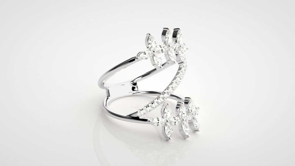 Marquise and Round Lab Grown Diamond Promise Ring - Image 8
