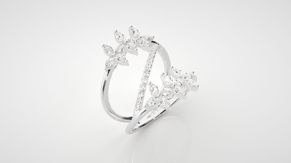 Marquise and Round Lab Grown Diamond Promise Ring - Image 9
