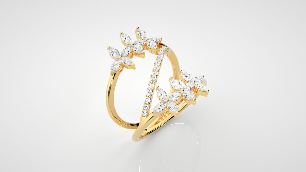 Marquise and Round Lab Grown Diamond Promise Ring - Image 3