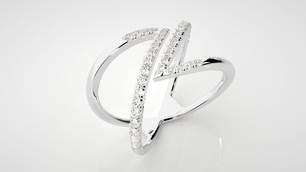 Cross V Lab Grown Diamond Ring - Image 7
