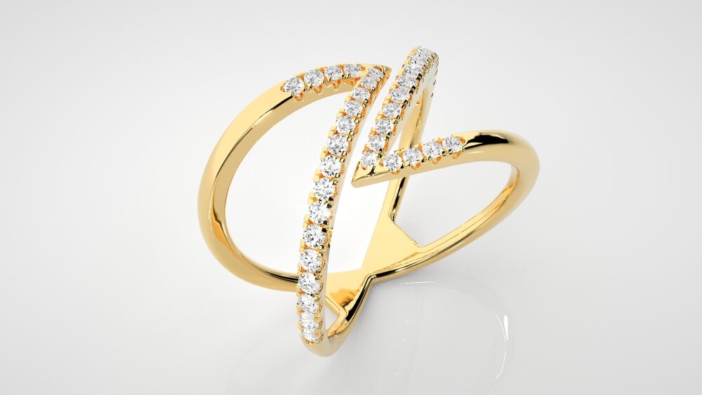 Cross V Lab Grown Diamond Ring - Image 4