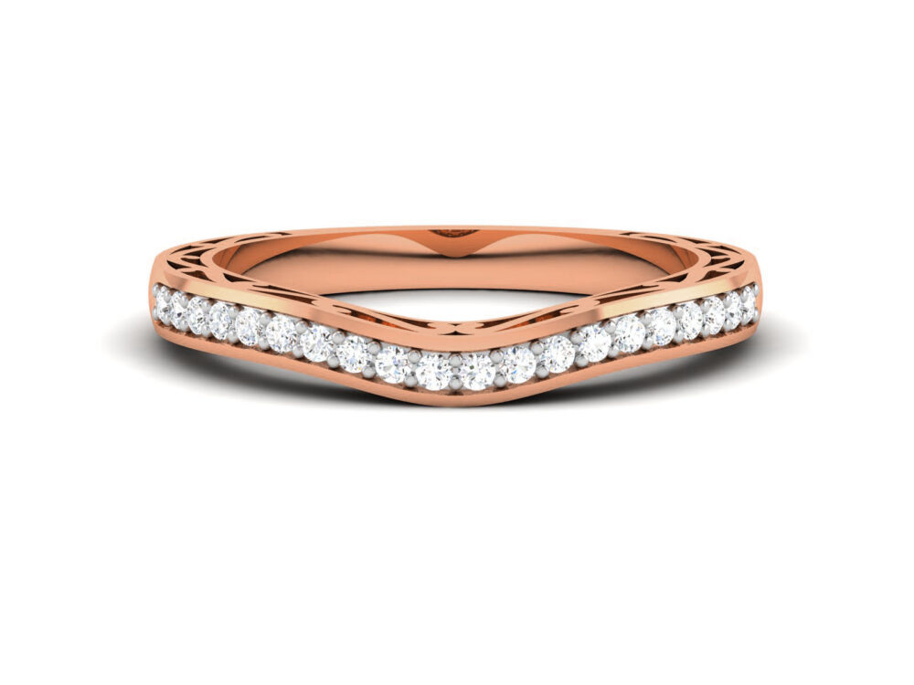 Round Lab Grown Diamond Curved Wedding Band