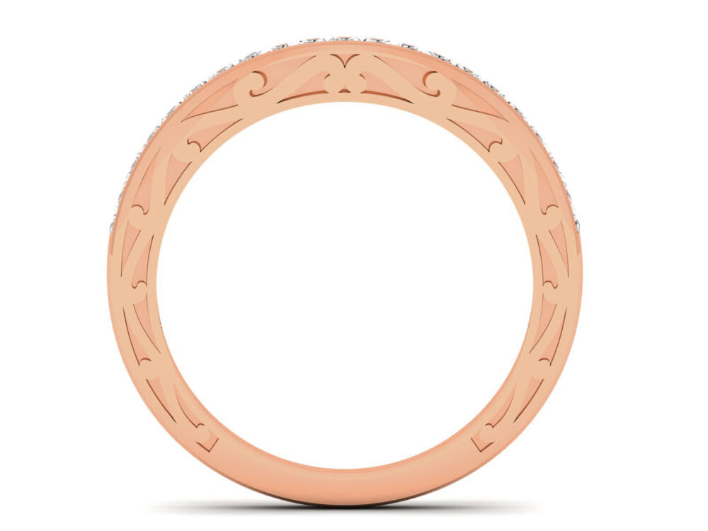 Round Lab Grown Diamond Curved Wedding Band - Image 3