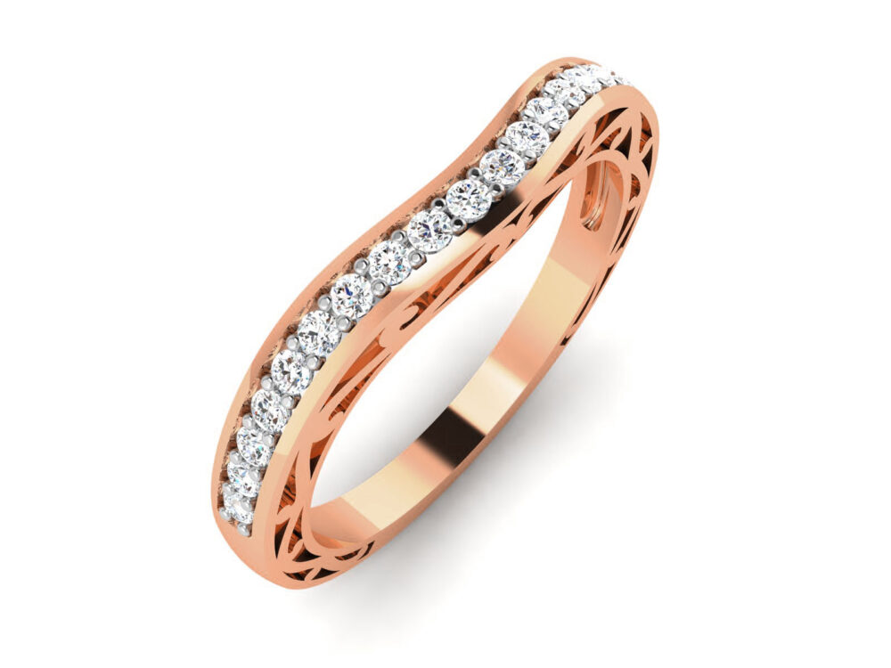 Round Lab Grown Diamond Curved Wedding Band - Image 2