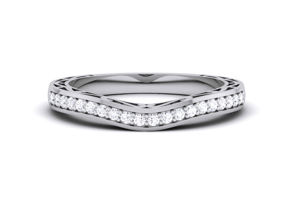 Round Lab Grown Diamond Curved Wedding Band - Image 7