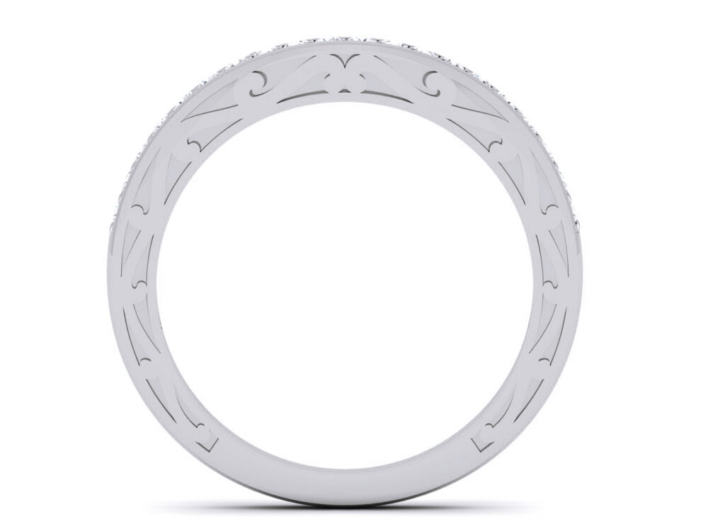 Round Lab Grown Diamond Curved Wedding Band - Image 9
