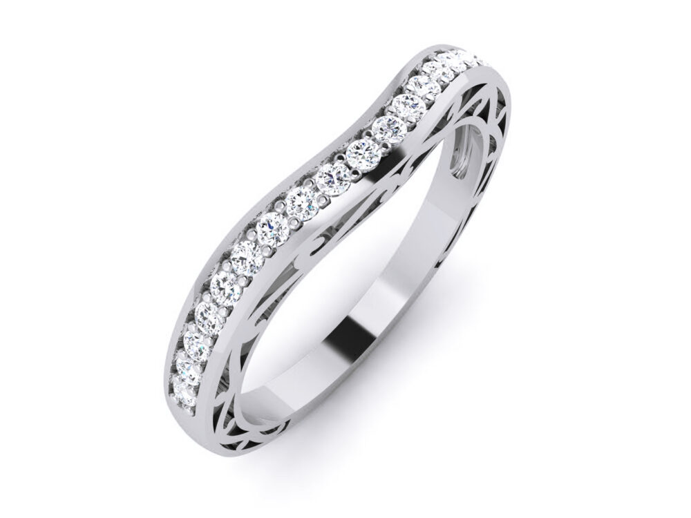 Round Lab Grown Diamond Curved Wedding Band - Image 8