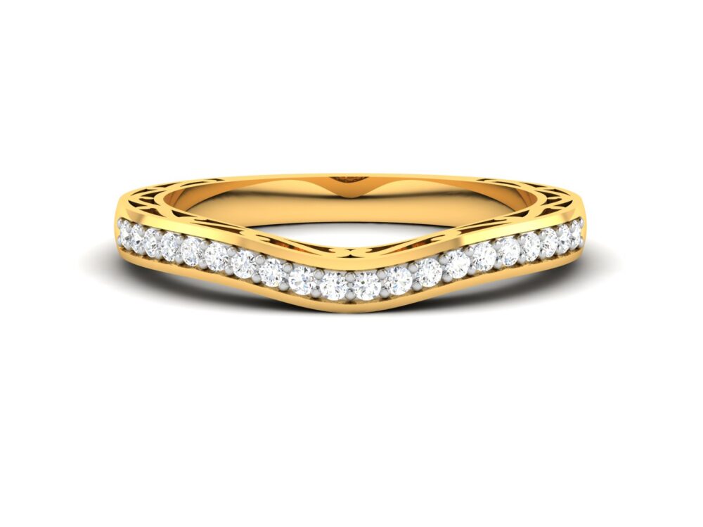Round Lab Grown Diamond Curved Wedding Band - Image 4
