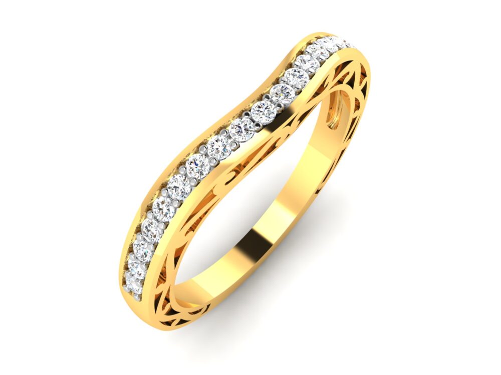 Round Lab Grown Diamond Curved Wedding Band - Image 5