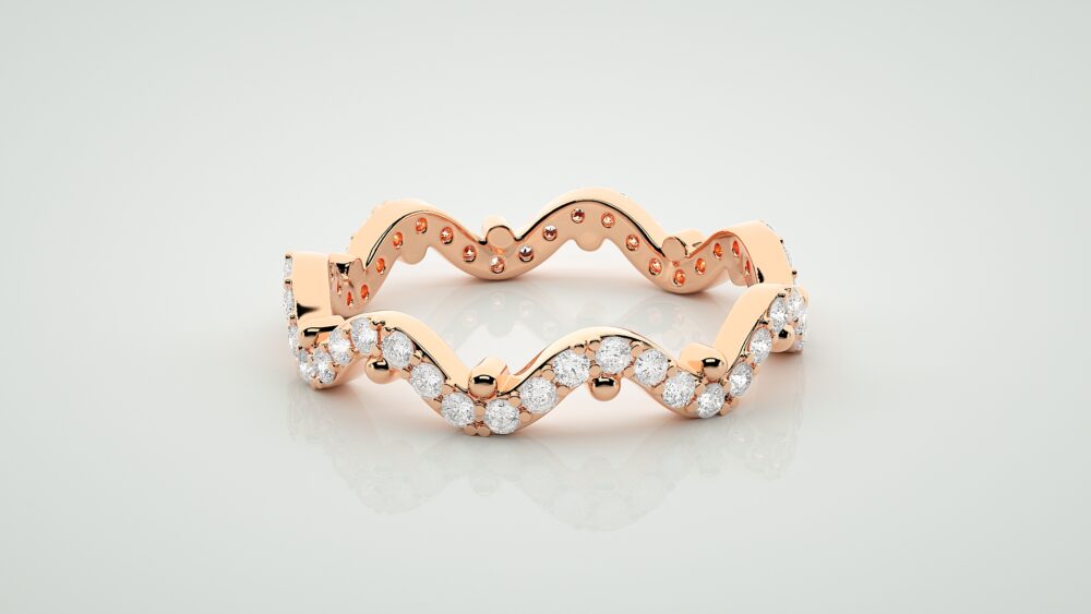 Curved Lab Grown Diamond Wedding Band