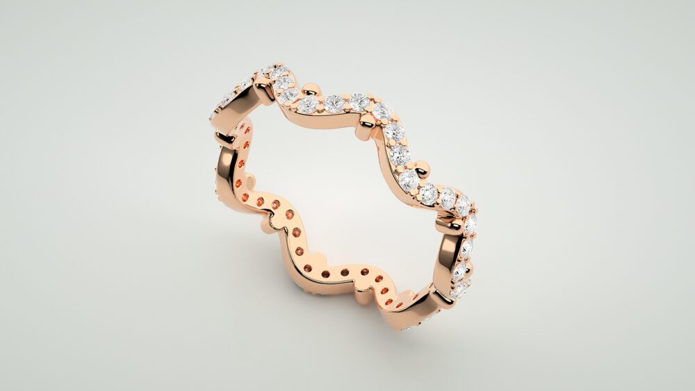 Curved Lab Grown Diamond Wedding Band - Image 2