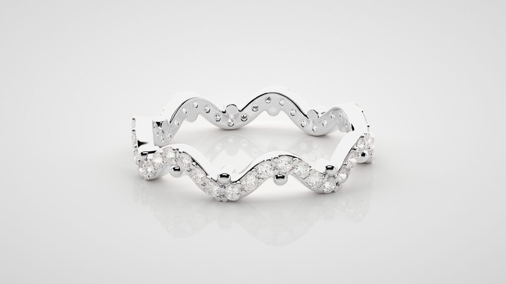 Curved Lab Grown Diamond Wedding Band - Image 4